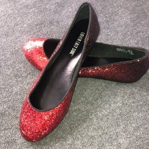 Ombré ruby glitter flats - worn only once!